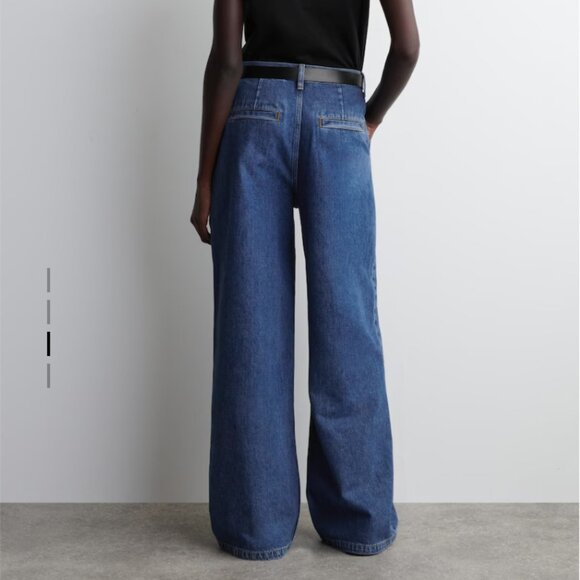 COS NEW NWT WIDE LEG DENIM JEANS HIGH WAISTED PANTS COTTON TROUSER US4 SMALL - Picture 2 of 8